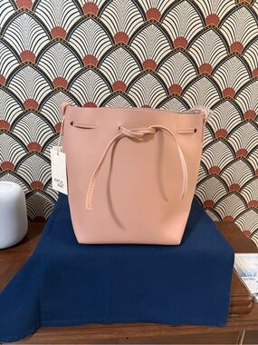 NWT Kayla + Ava Dusty Rose Vegan Leather Bow Tie Bucket Bag